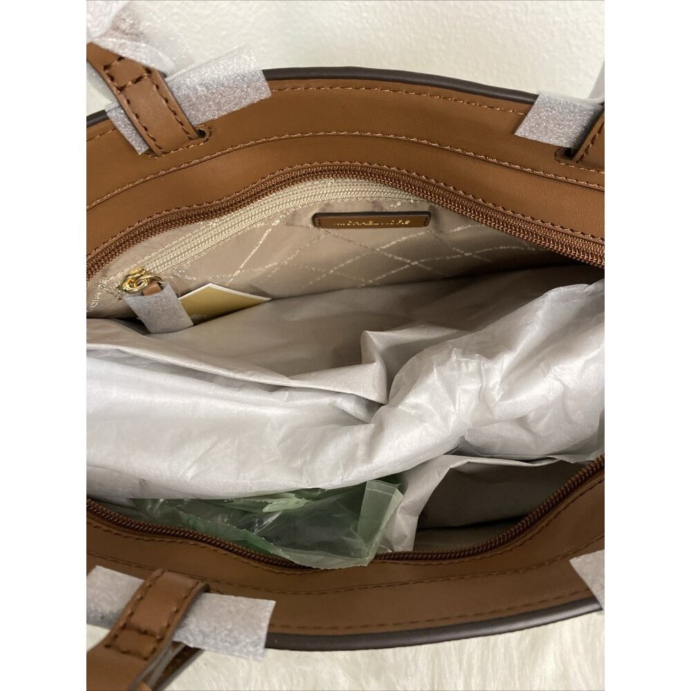 MICHAEL KORS JET SET TRAVEL MD DOUBLE POCKET TOTE SHOULDER BAG MK BROWN MOCHA - Picture 14 of 16